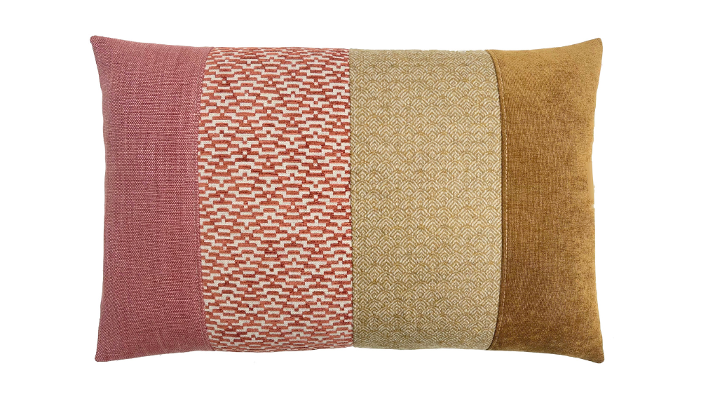kussen Amber 40x60cm oker en wijnrood