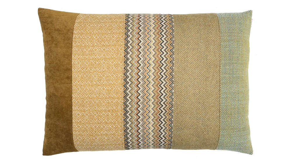 kussen Amber 50x70cm okergeel en lichtblauw