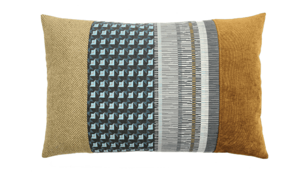 kussen Amber 40x60cm oker en blauw