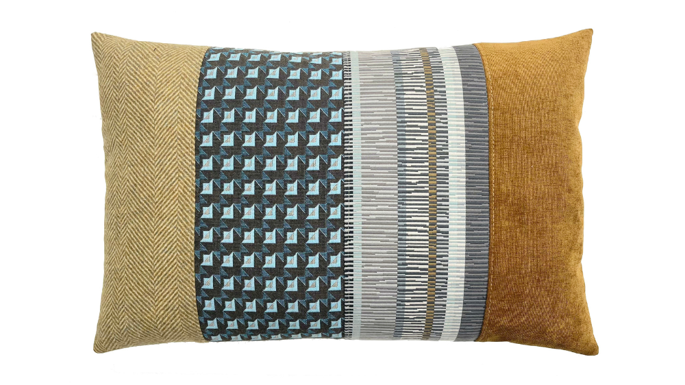 kussen Amber 40x60cm oker en blauw