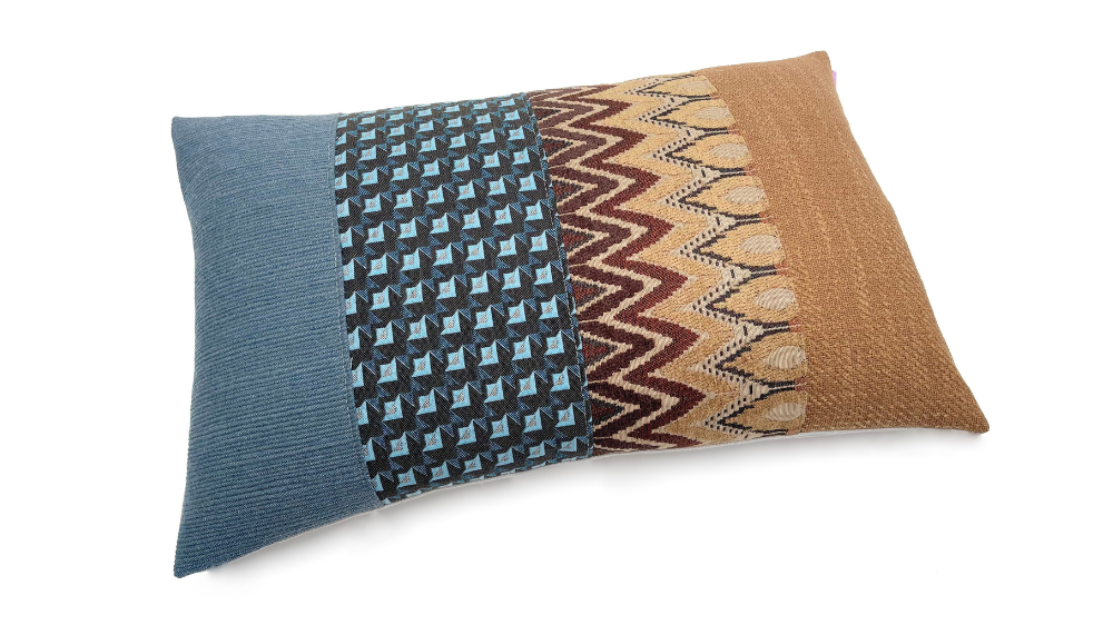 C1 kussen Crescent 40x60cm oker en blauw