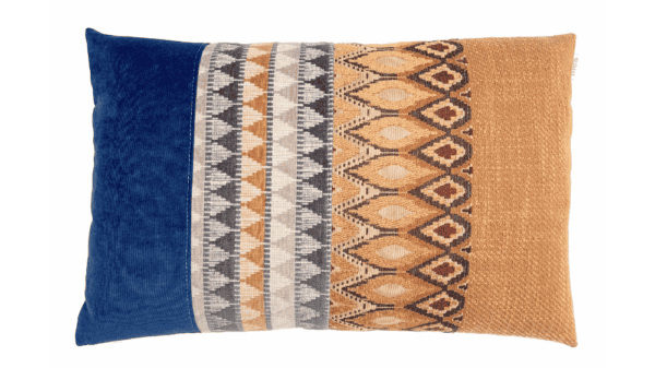 kussen Crescent 40x60cm oker en blauw