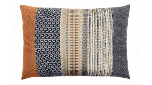 patchwork kussen Elements 50x70cm donkerblauw grijs en roest