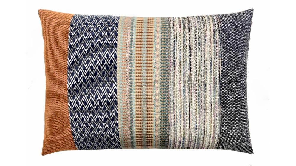 patchwork kussen Elements donkerblauw grijs en roest