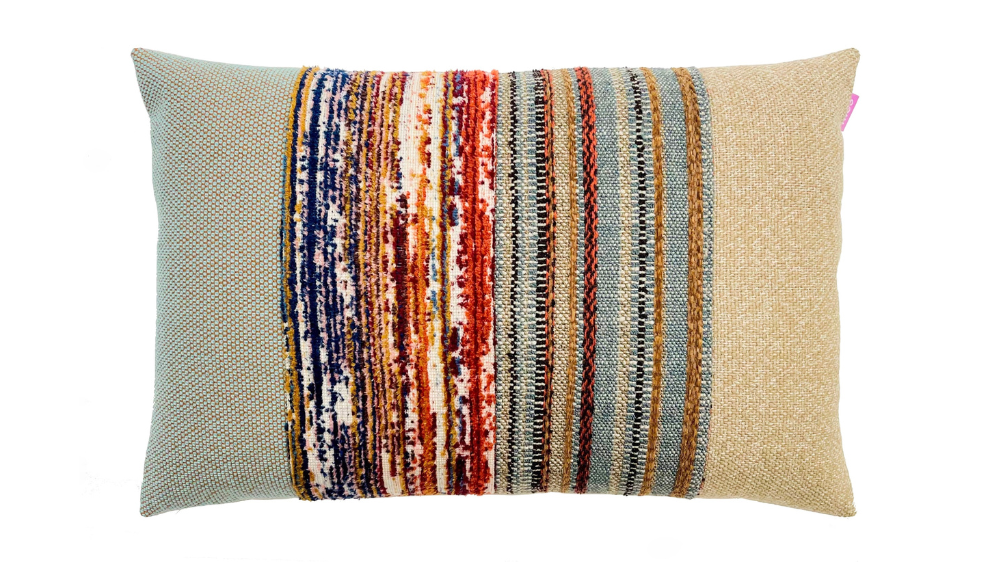 kussen Elements 40x60cm lichtblauw zand en roest