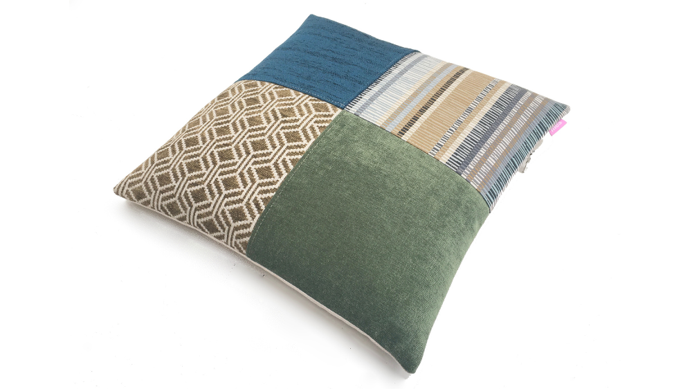 kussen I like green 45x45cm groen en blauw