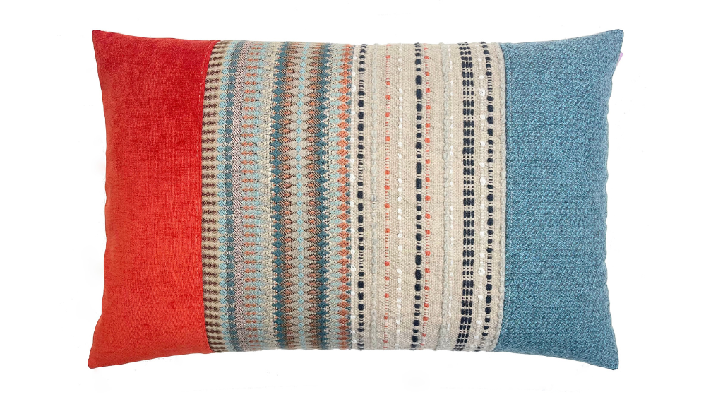 kussen Mix & match 40x60cm blauw en oranjerood