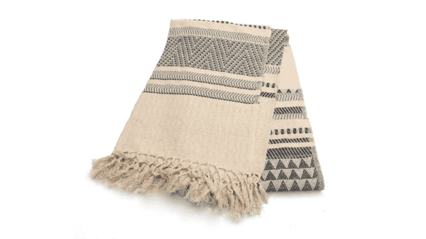 plaid Katoen 135x220cm ecru en zwart
