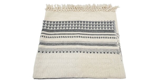 plaid Katoen 135x220cm ecru en zwart