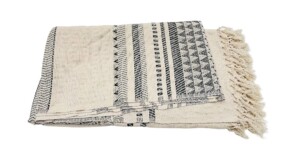 plaid Katoen 135x220cm ecru en zwart