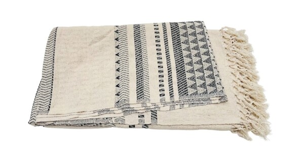 plaid Katoen 135x220cm ecru en zwart