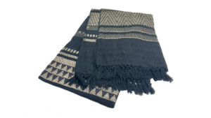 PL4 plaid Katoen 135x220cm zwart met ecru