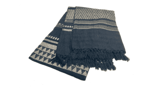 plaid Katoen 135x220cm zwart met ecru