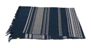 plaid Katoen 135x220cm zwart met ecru
