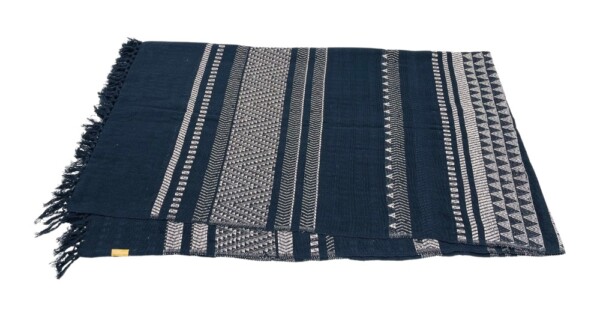 plaid Katoen 135x220cm zwart met ecru
