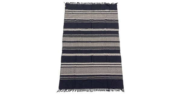 plaid Katoen 135x220cm zwart met ecru