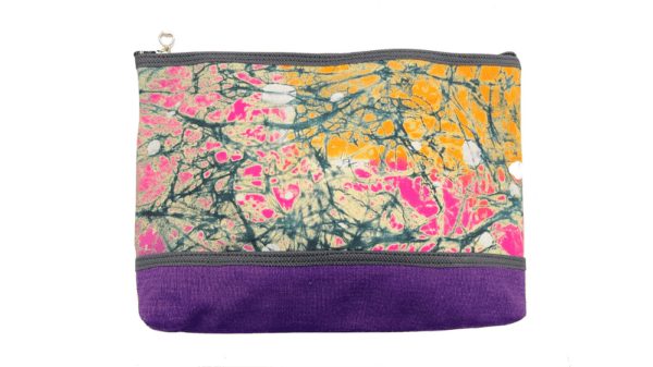 toilettas 28x22cm dessin paars met zwart en roze