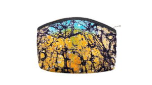 make up tas 22x16cm batik geel en blauw