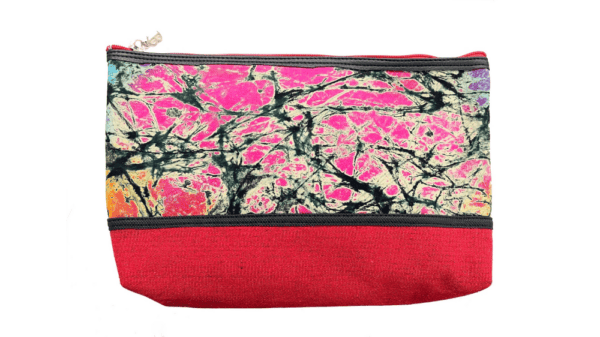 toilettas 28x22cm dessin rood met zwart en roze geel