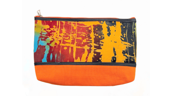 toilettas 28x22cm dessin oranje rood en zwart