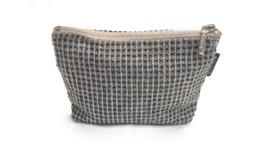 toilettasje wafeldoek 12x18cm zwart met beige