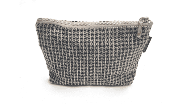 toilettasje wafeldoek 12x18cm zwart met beige
