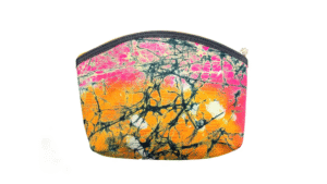 make up tasje 22x16cm batik geel, roze blauw