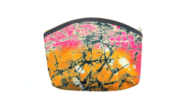 make up tasje 22x16cm batik geel, roze blauw