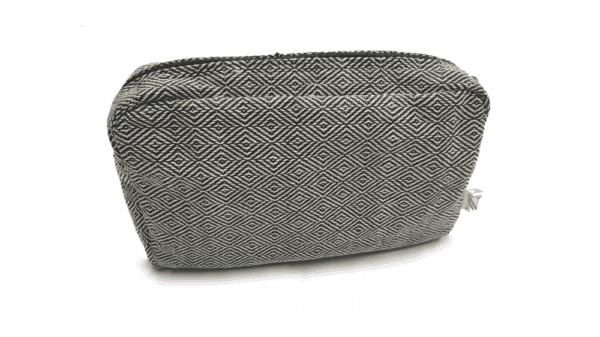 toilettas 28x17x7.5cm diamant dessin zwart met ecru