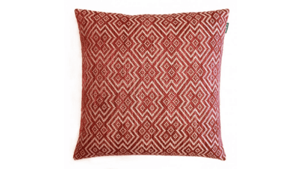 kussen Jute 45x45cm rood met ecru