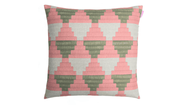 kussen Bazaar 45x45cm lichtrose en groen