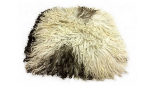 K22 kussen schapenhaar 40x40cm ecru met bruin