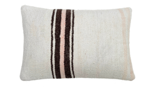 kussen Hennep 40x60cm wit met strepen bruin en roze