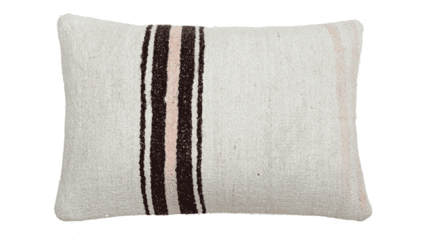 kussen Hennep 40x60cm wit met strepen bruin en roze
