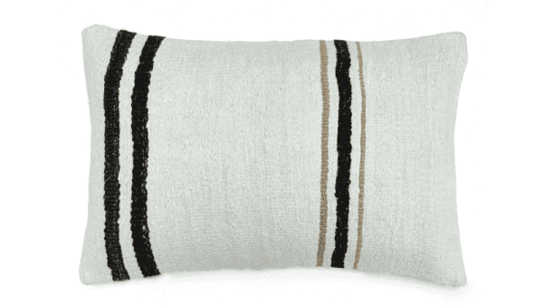 kussen Hennep 40x60cm wit met zwarte strepen