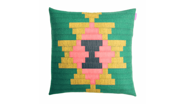 kussen Bazaar 40x40cm groen en roze