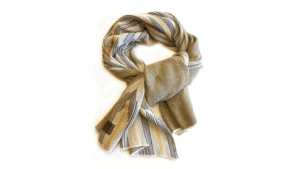 sjaal Reblend 62x162cm crème met grijs en geel