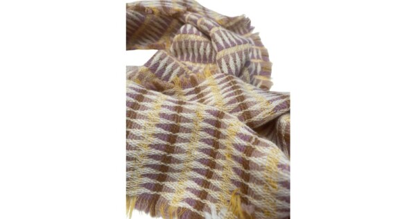 sjaal Harlequin 40x210/220cm geel crème roze