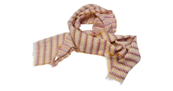 sjaal Harlequin 40x210/220cm geel crème roze