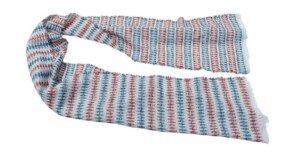 SJ11a sjaal Harlequin 40x210/220cm creme, roest en blauw