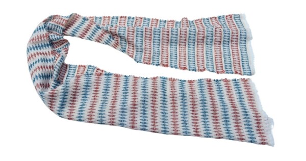sjaal Harlequin 40x210/220cm creme, roest en blauw