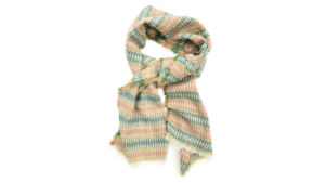 sjaal Harlequin 40x210/220cm zachtroze en groen