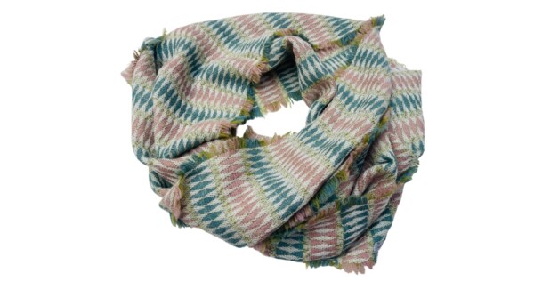 sjaal Harlequin 40x210/220cm zachtroze en groen