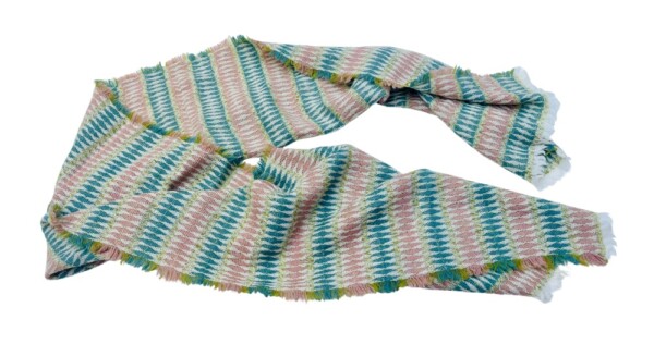sjaal Harlequin 40x210/220cm zachtroze en groen
