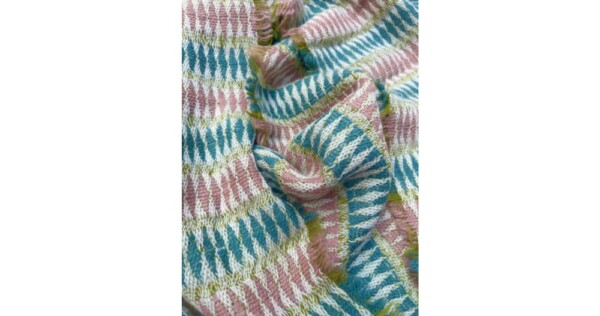 sjaal Harlequin 40x210/220cm zachtroze en groen
