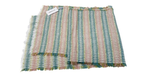 sjaal Harlequin 40x210/220cm zachtroze en groen