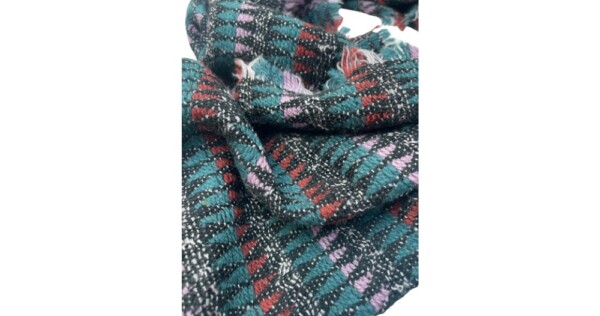 sjaal Harlequin 40x210/220cm lila, groen, grijs en rood