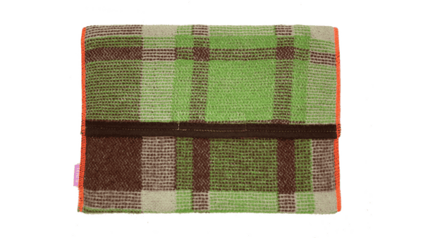 laptoptas deken 35x25cm groen en donkerbruin
