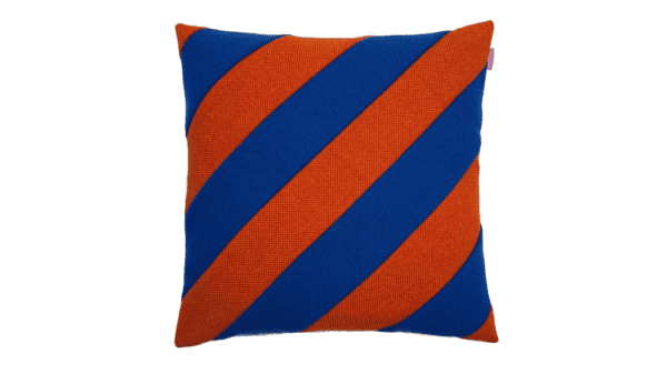 kussen New Stripes 40x40cm blauw en roest