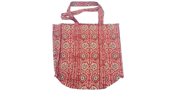 tas Papillon 45x40cm rood met bloemen doorgestikt